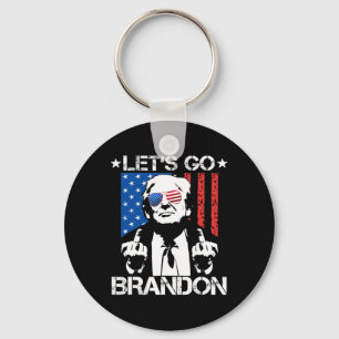 Go Brandon Trump Middle Finger Flag Keychain