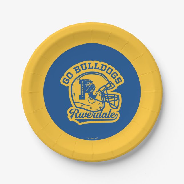 Go Bulldogs Football Helmet Icon Paper Plates (Front)