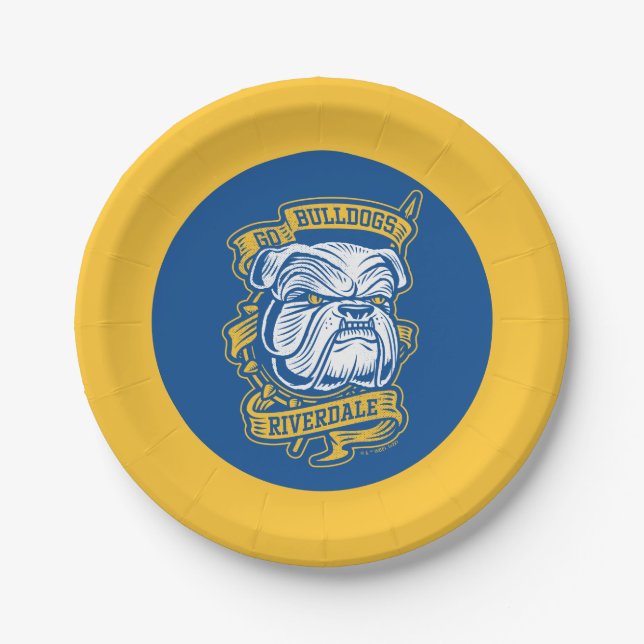 Go Bulldogs - Riverdale Mascot Banner Paper Plates (Front)
