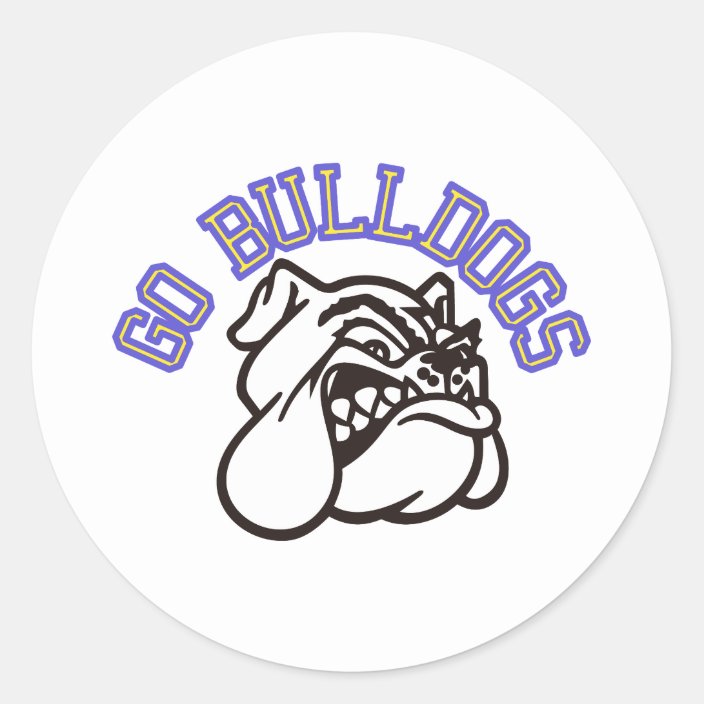 Go Bulldogs (with border) Classic Round Sticker | Zazzle.com