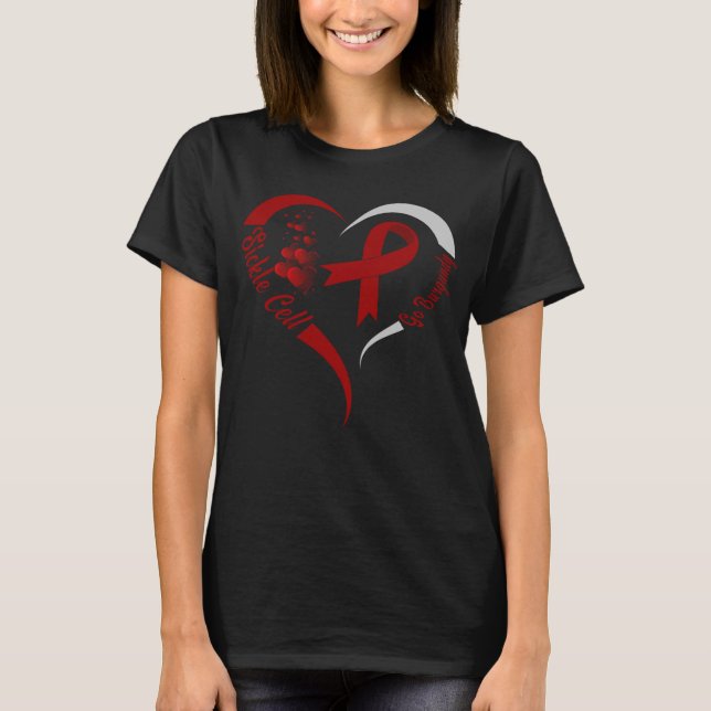 go burgundy sickle cell awareness heart T-Shirt (Front)