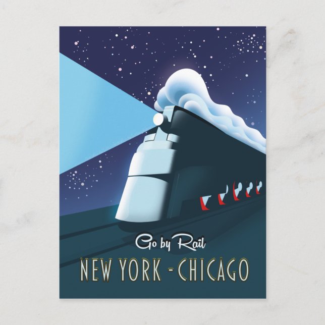 "Go by rail" New York - Chicago Postcard (Front)