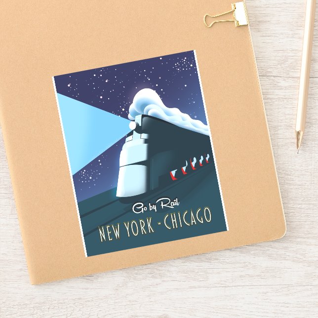 "Go by rail" New York - Chicago Sticker (Notebook)