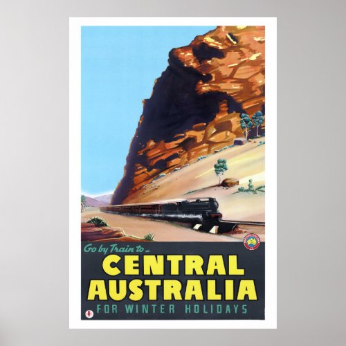Go by train to Central Australia Vintage Poster