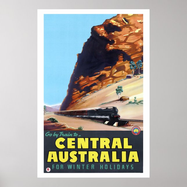 Go by train to Central Australia Vintage Poster (Front)