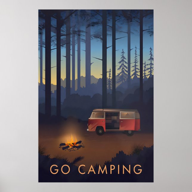 Go Camping Travel Poster Campervan Version (Front)
