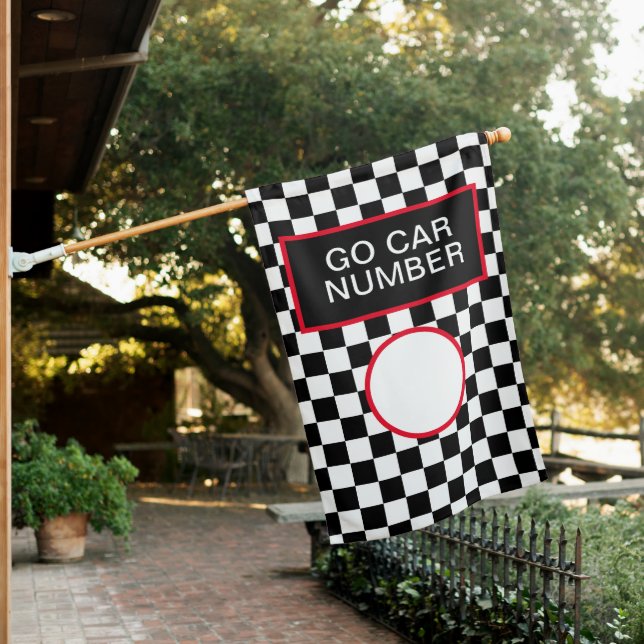 Go Car Number Vertical House Flag (In SItu)