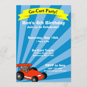 Go-Cart Birthday Party Theme Invitation