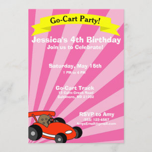 Go-Cart Birthday Party Theme Invitation