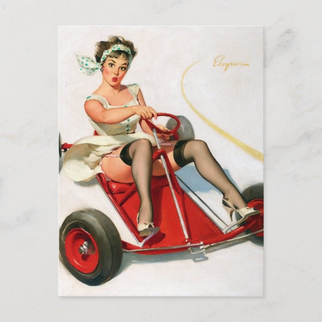 Go-cart Pin Up Postcard (Front)