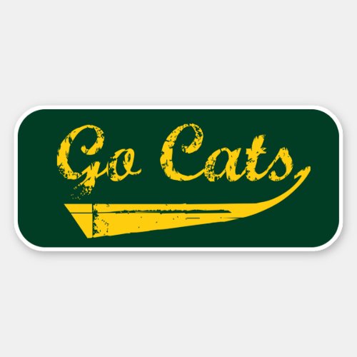 Go Cats Vintage Bright GoldDark Green Sticker