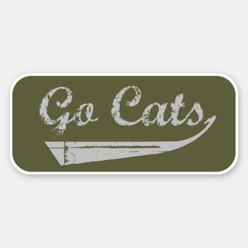 Go Cats Vintage GrayArmy Green Sticker