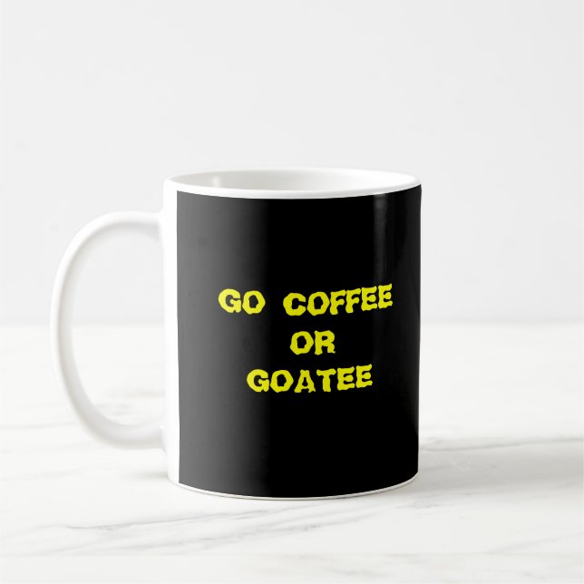Go Coffee or Goatee Mustache Cat Mug (Left)