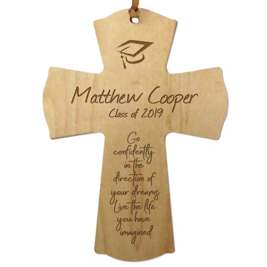 Go Confidently 4" X 6" Maple Wood Ornament (Front)