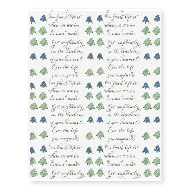 Go confidently inspirational quote temporary tattoos (Front)