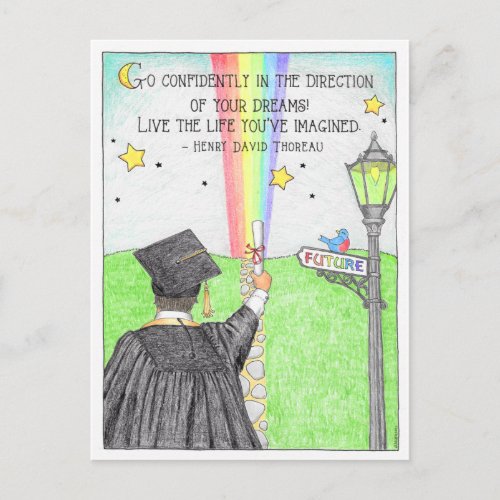 Go Confidently Rainbow Graduation  Postcard