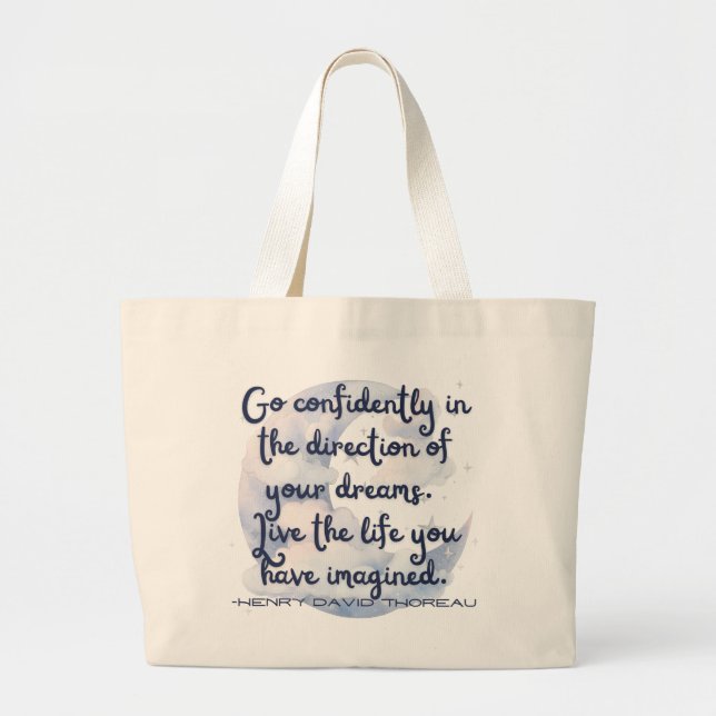 Go Confidently Water Tumbler Large Tote Bag (Front)