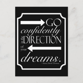 Go Confidently -- White on Black Postcard