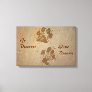 Go Discover Your Dreams Pawprints Wrapped Canvas Print