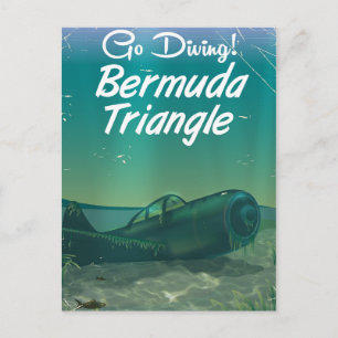 Go Diving! Bermuda triangle travel poster Postcard
