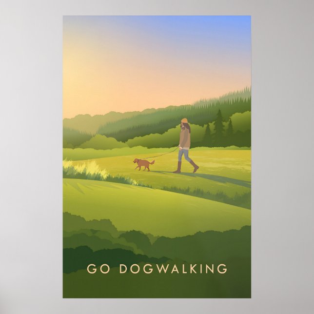 Go Dog Walking Travel Poster (Front)