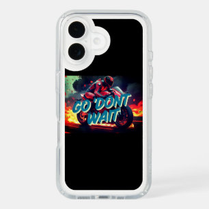 "Go. Don’t Wait – Bold Motorcycle Motivation Quote iPhone 16 Case