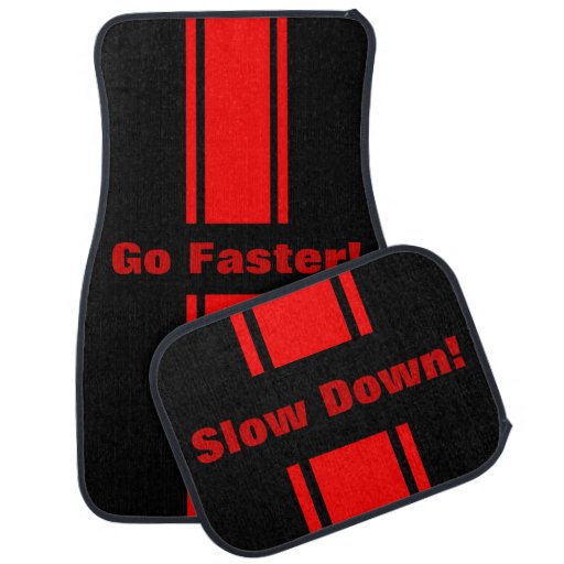 Go Faster Slow Down Red Racing Stripe Floor Mats Car Floor Mat