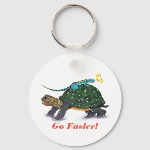 Go Faster Turtle Lizard Butterfly Funny Animal Keychain