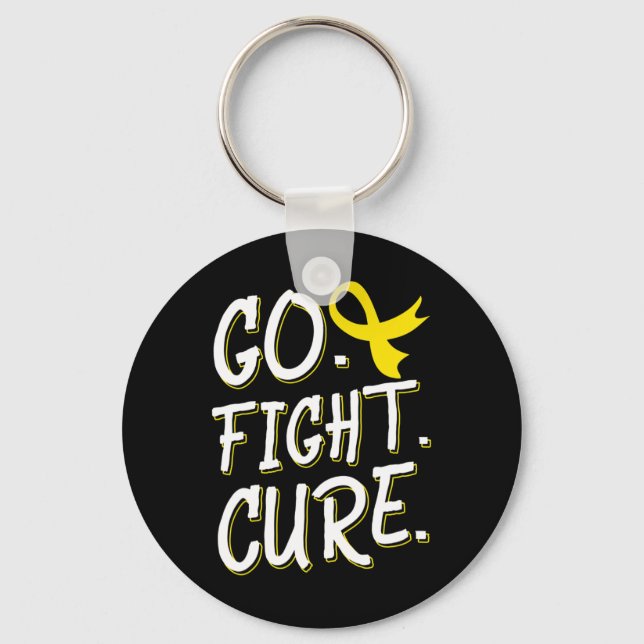 Go Fight Cure Childhood Cancer Gold Ribbon Awarene Keychain (Front)