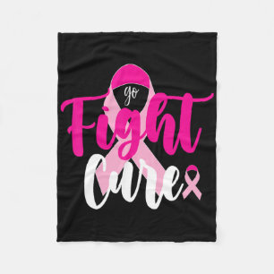 Go Fight Cure Pink Ribbon Breast Cancer Awareness Fleece Blanket