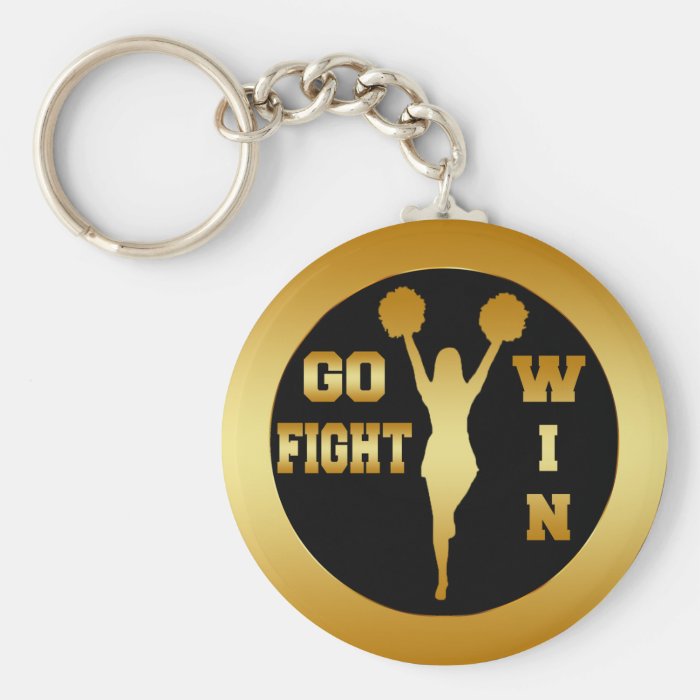 GO FIGHT WIN GOLD CHEERLEADER KEY CHAINS