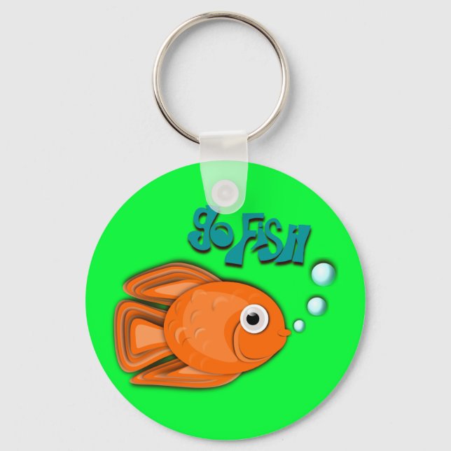 "Go Fish" Goldfish Keychain (Front)