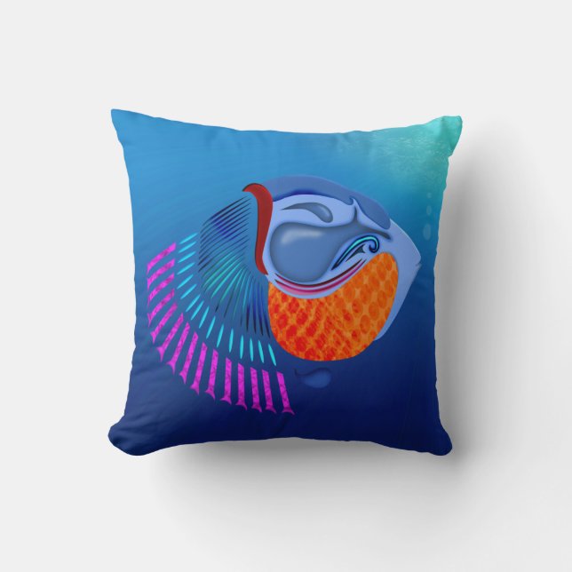 Go Fish Throw Pillow (Front)