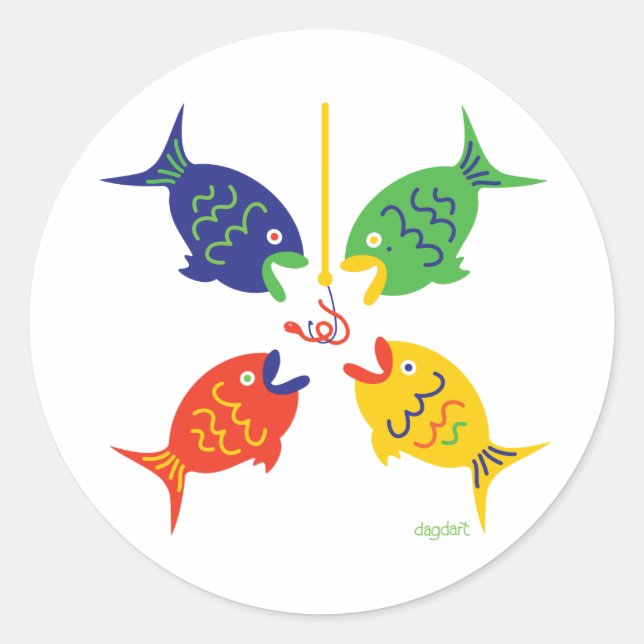 Go Fishing! Classic Round Sticker (Front)