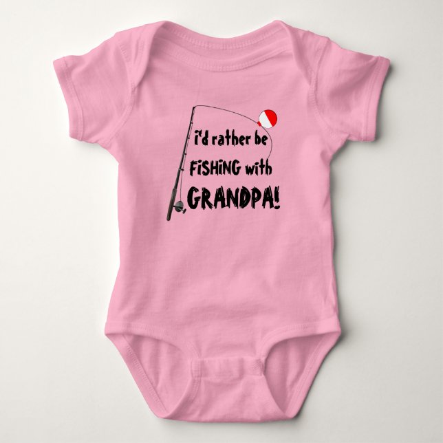 Go Fishing with Grandpa Funny Baby Bodysuit (Front)