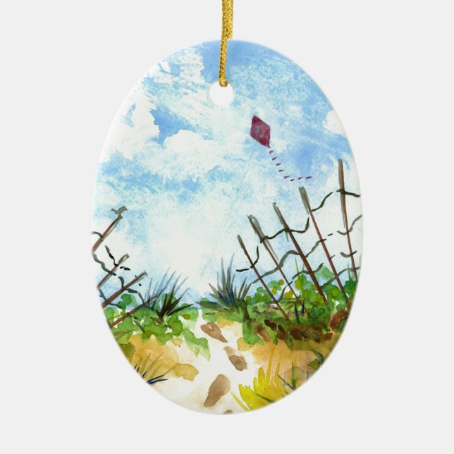 Go Fly A Kite - watercolor Ceramic Ornament (Front)