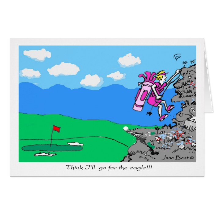 Go For Eagle Golf Cartoon Greeting Card