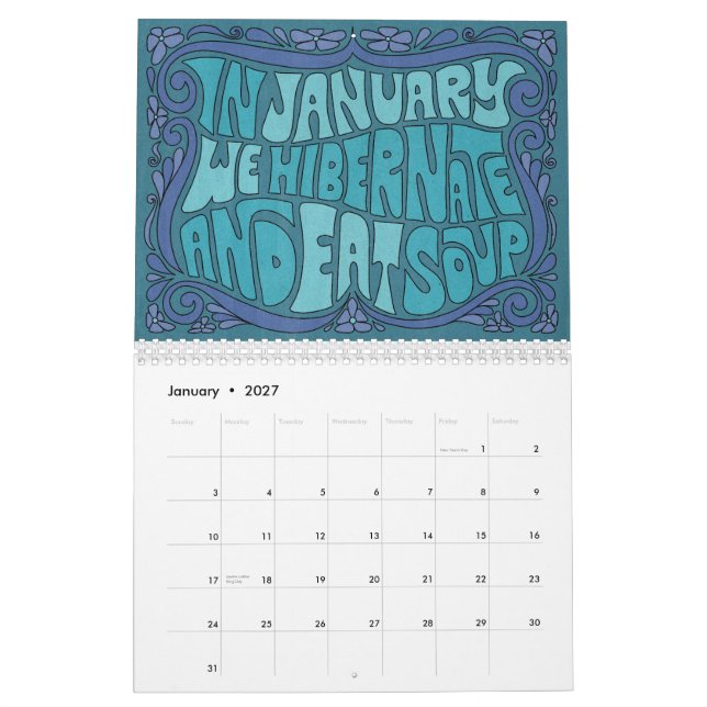 Go For It! Groovy Lettering Calendar  (Jan 2027)