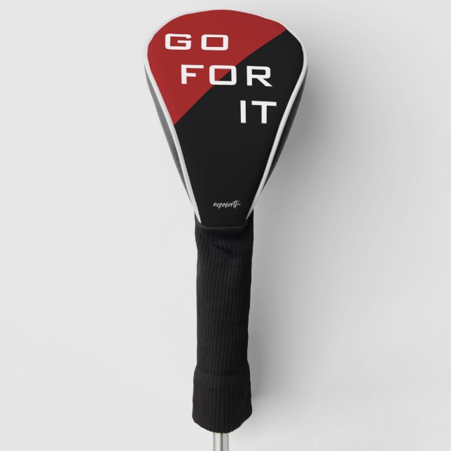 Go For It Red and Black Modern Golf Head Cover (Front)