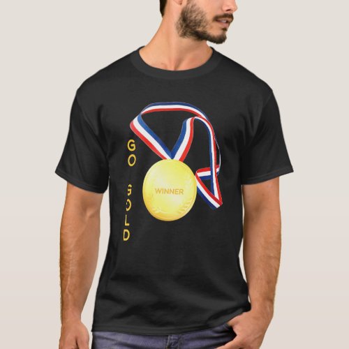 Go For The Gold Sports Award Medal Winner Sandymap T_Shirt