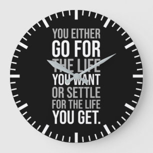 Go For The Life You Want, Gym, Hustle, Success Large Clock