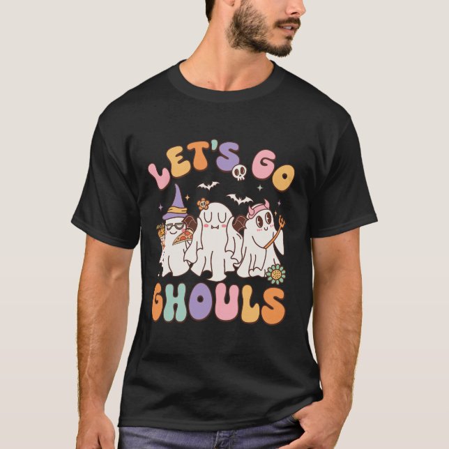 Go Ghouls Halloween Ghost Outfit Costume Retro Gro T-Shirt (Front)