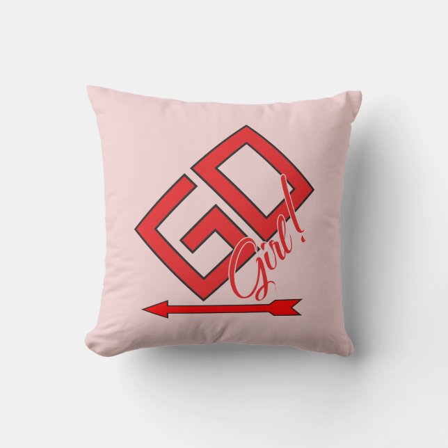 GO Girl! Throw Pillow (Front)