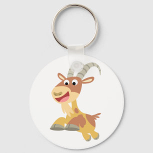 Go Goat!! (cute cartoon goat) Keychain