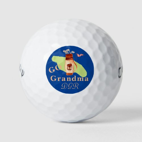 GO GRANDMA Message with Monogram Golf Balls