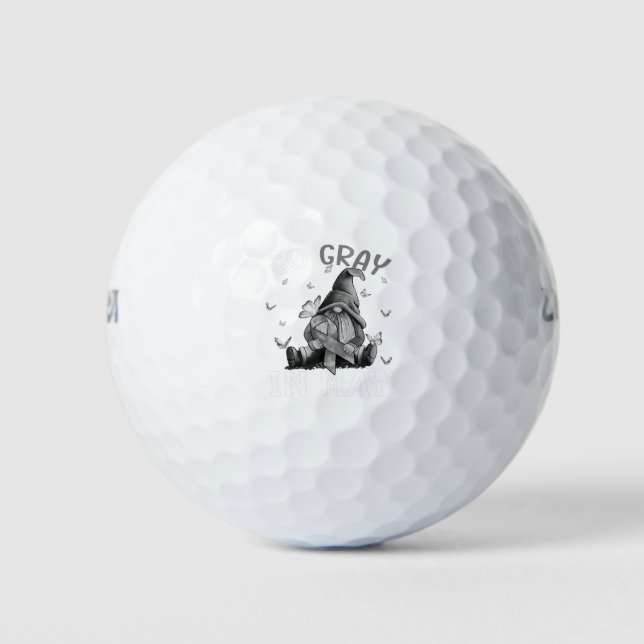 Go Gray in May Brain Cancer Awareness Grey Golf Balls (Front)