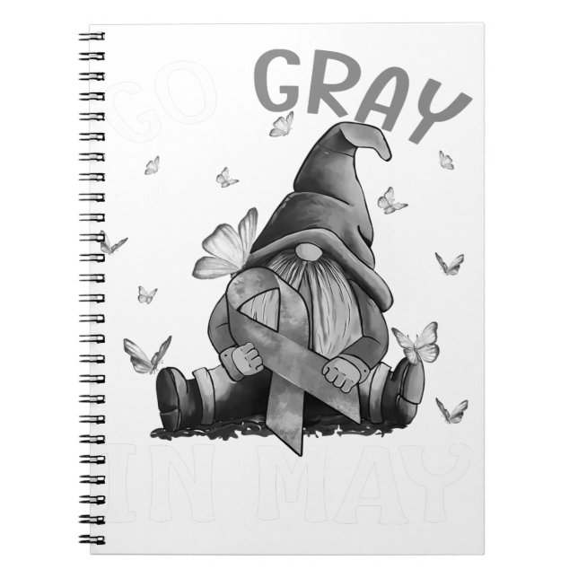Go Gray in May Brain Cancer Awareness Grey Notebook (Front)