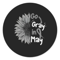 Go Gray In May Brain Cancer Awareness Grey Ribbon Classic Round Sticker
