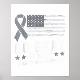 Go Gray In May Brain Cancer Awareness Month Warrio Poster