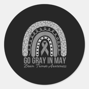 Go gray in may brain tumor awareness rainbow gray classic round sticker